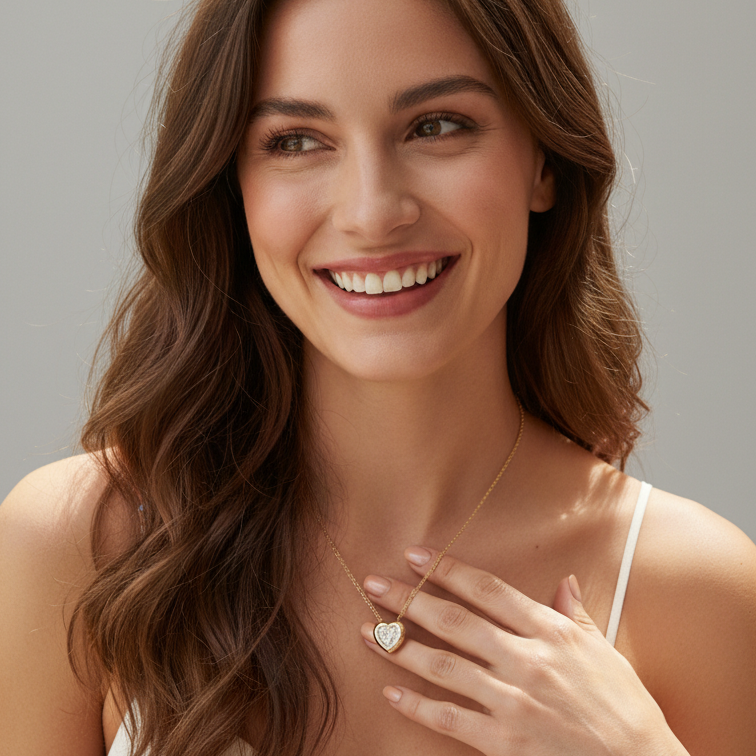 Framed Pavé Diamond Pendant Necklace in 18K Yellow Gold