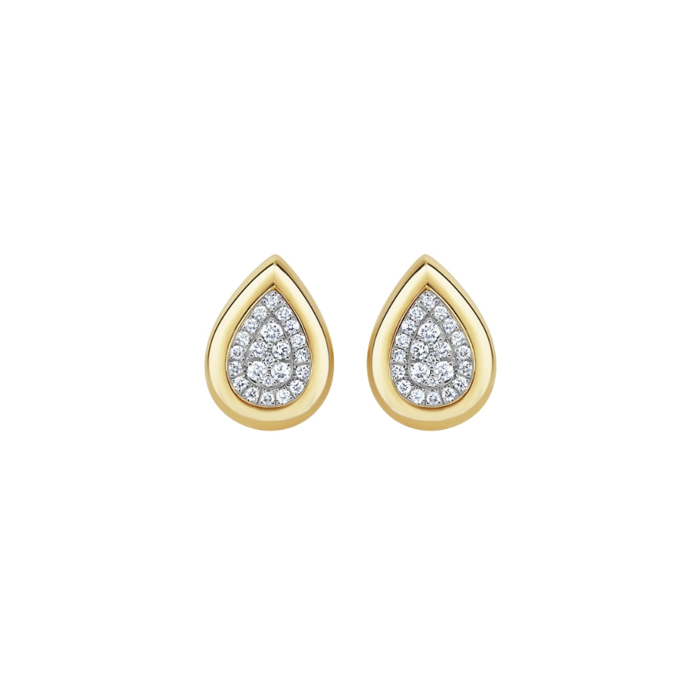 Framed Diamond Stud Earrings in 18K Yellow Gold
