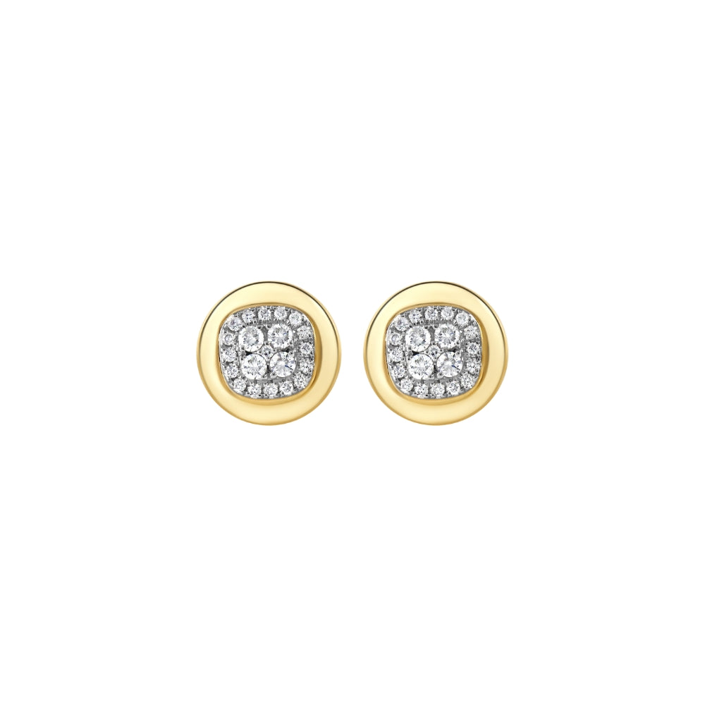 Framed Diamond Stud Earrings in 18K Yellow Gold