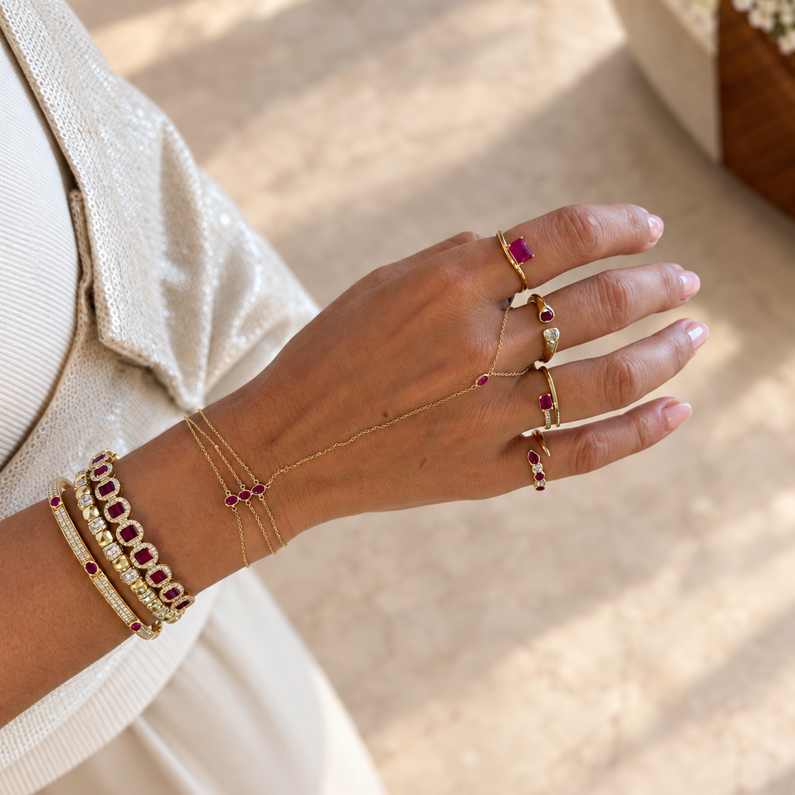Gemstone and Diamond Pavé Bangle Bracelet