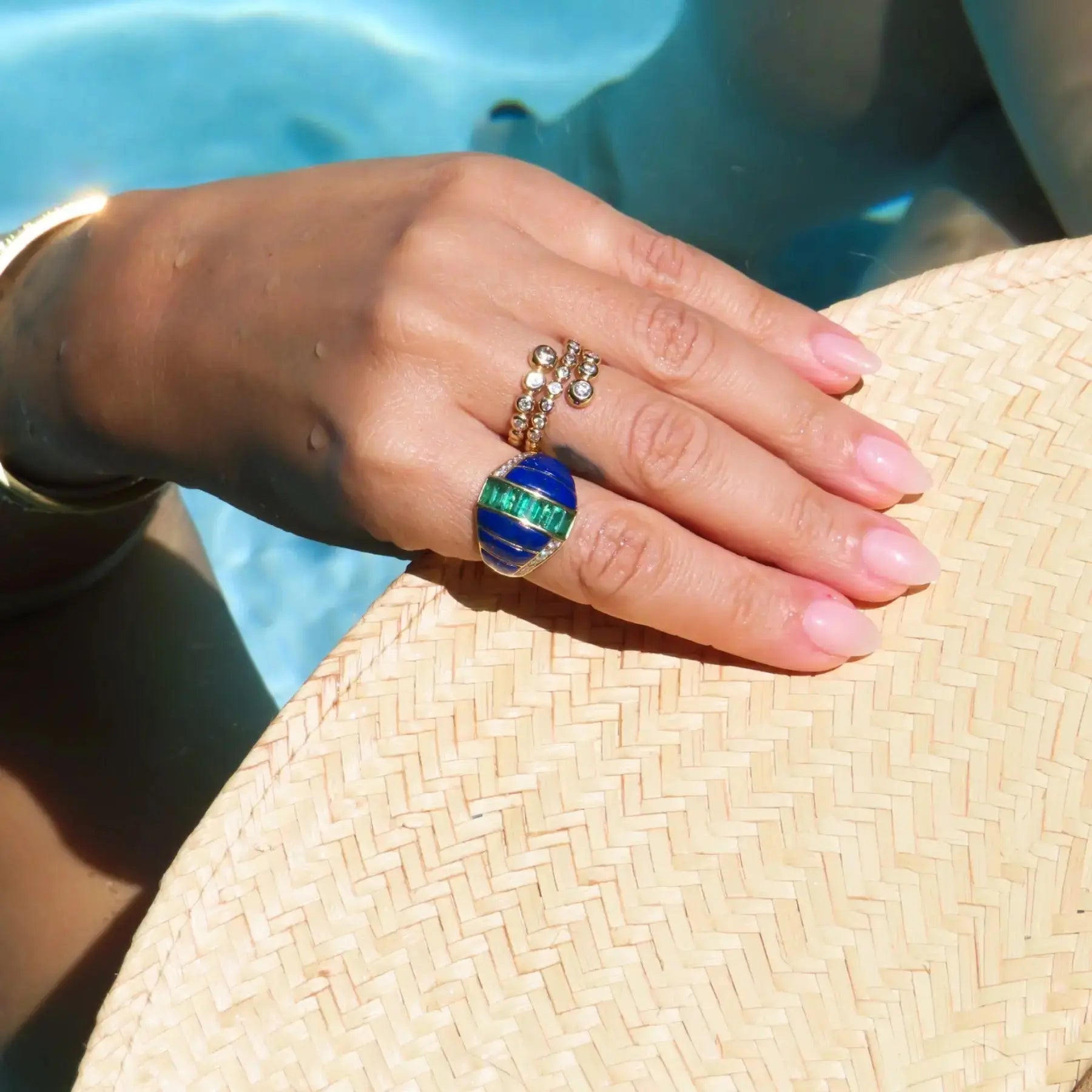 Golden Spiral Double Diamond Ring Princess Jewelry Shop