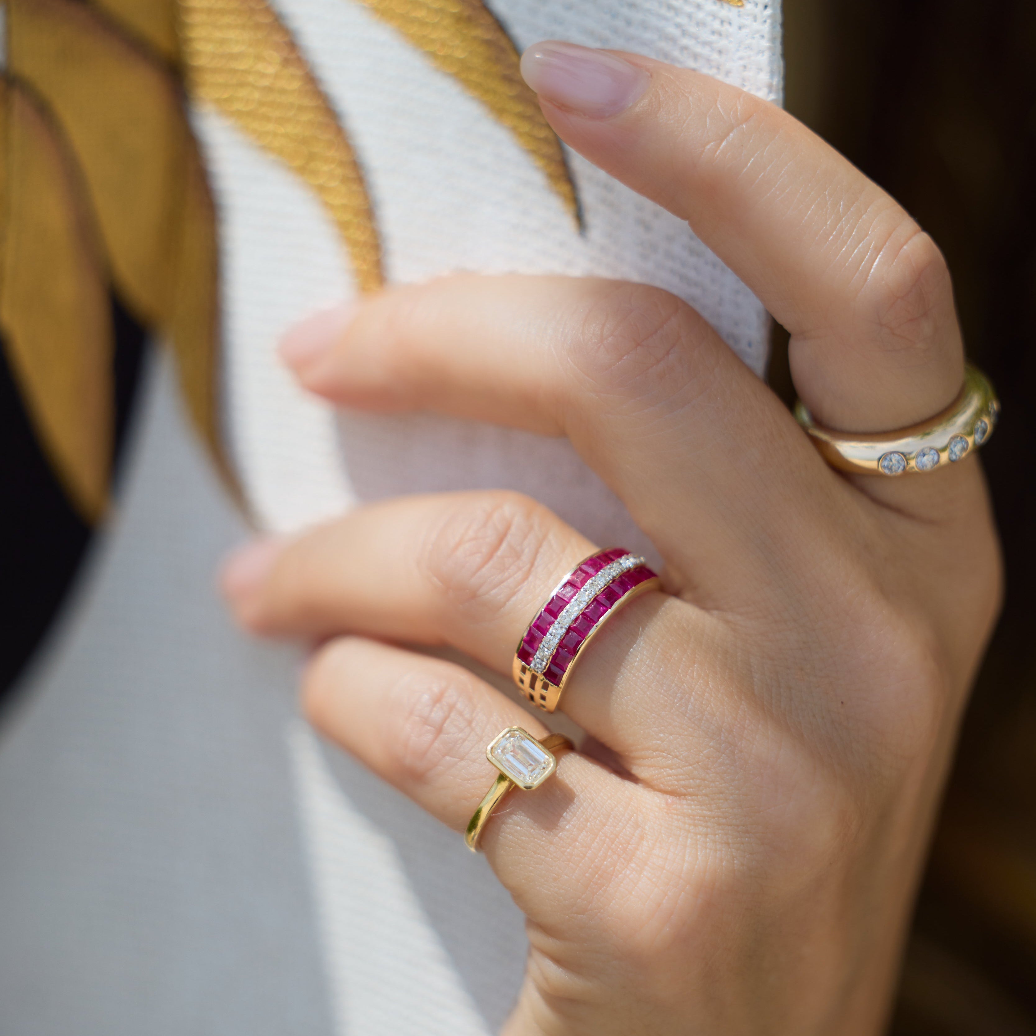 Emerald Cut Diamond Pinky Ring in 18K Yellow Gold
