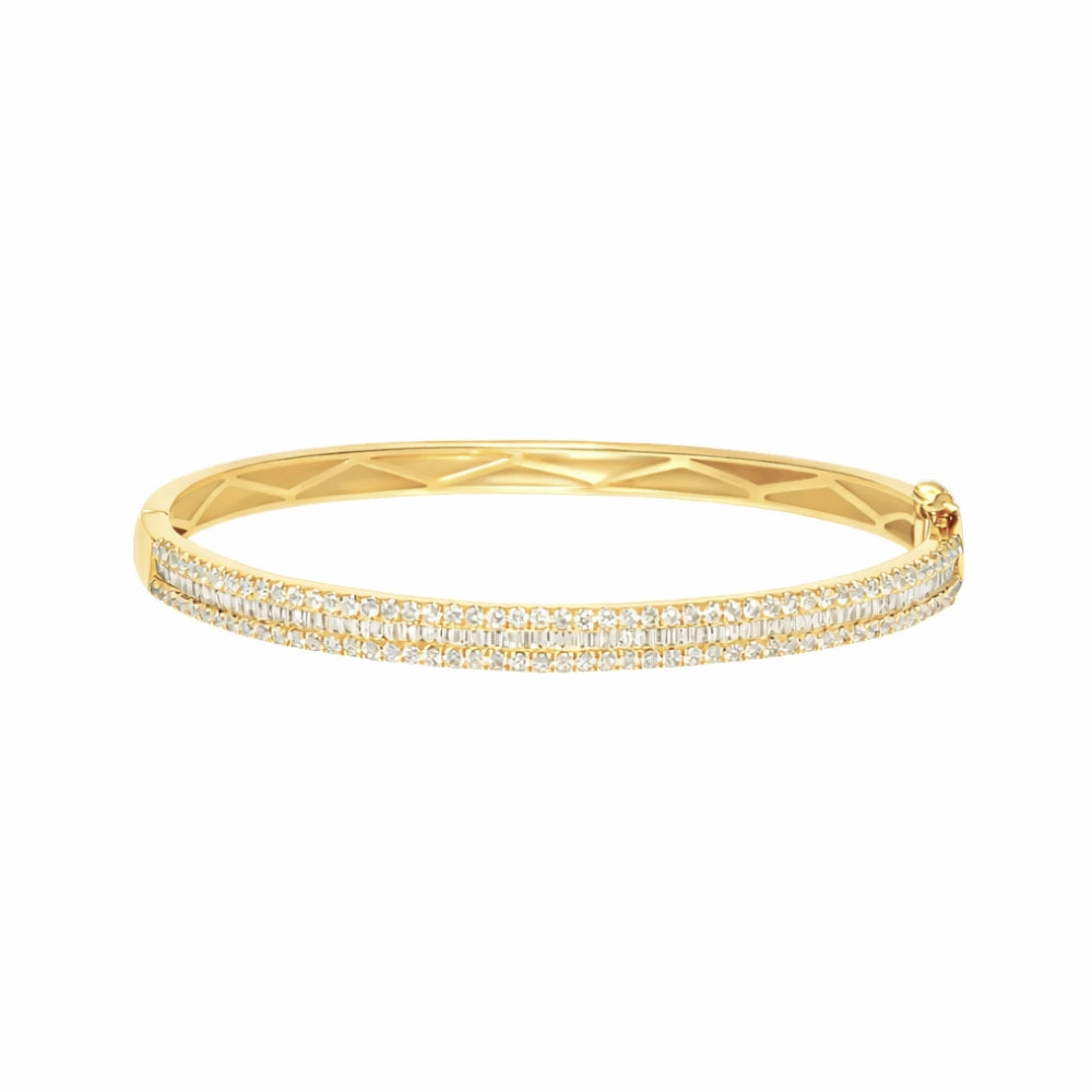 Gold bracelet with diamond accents on a white background