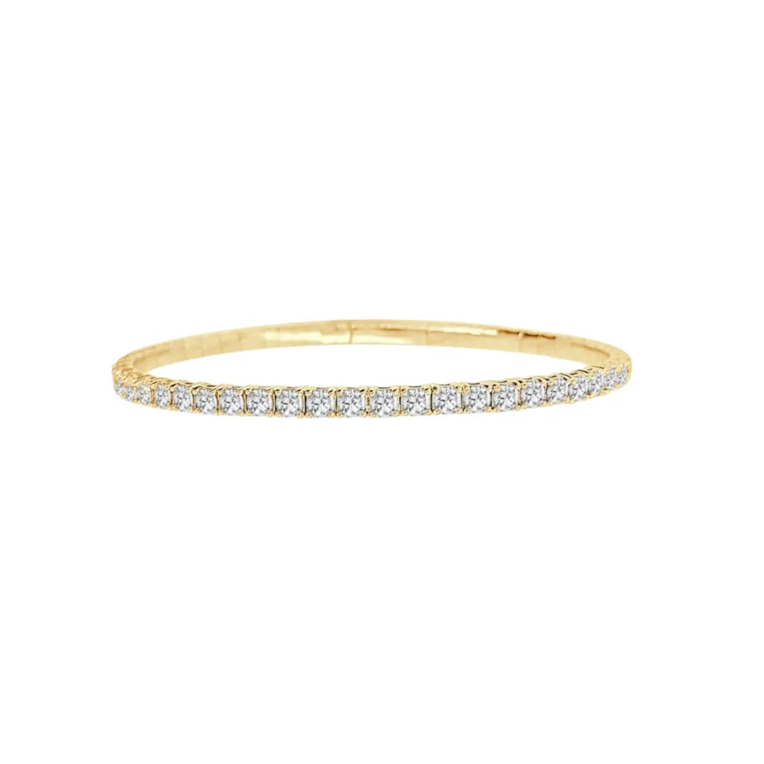 Half Eternity Diamond Bangle 18K Gold | JJ Jewelry Miami