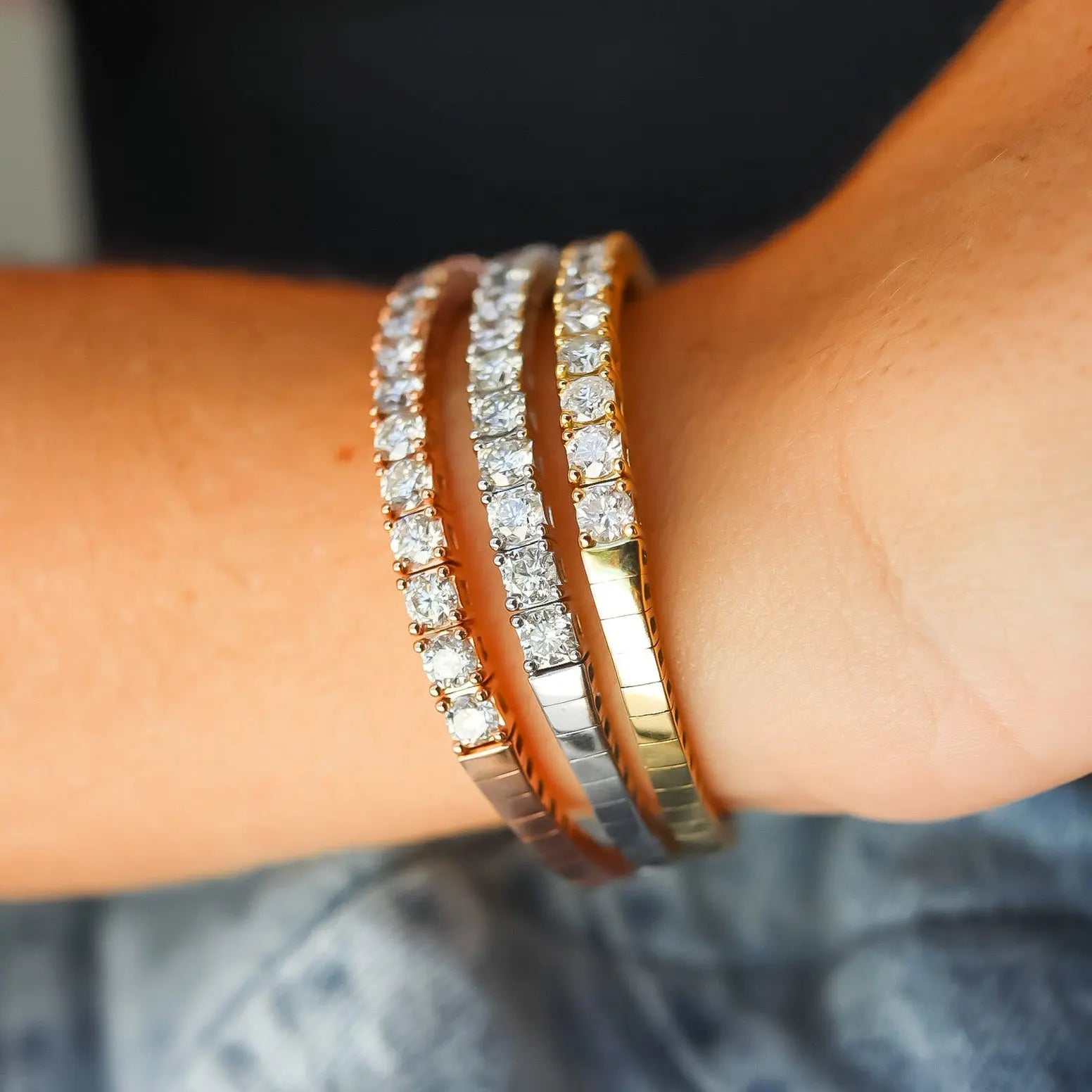 Half Eternity Flexible Diamond Bangle-Princess Jewelry Shop