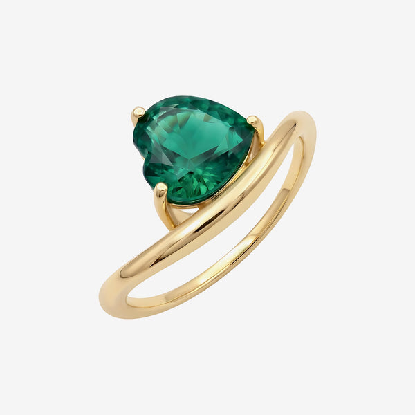 Heart Emerald Ring in 14K Yellow Gold | JJ Jewelry
