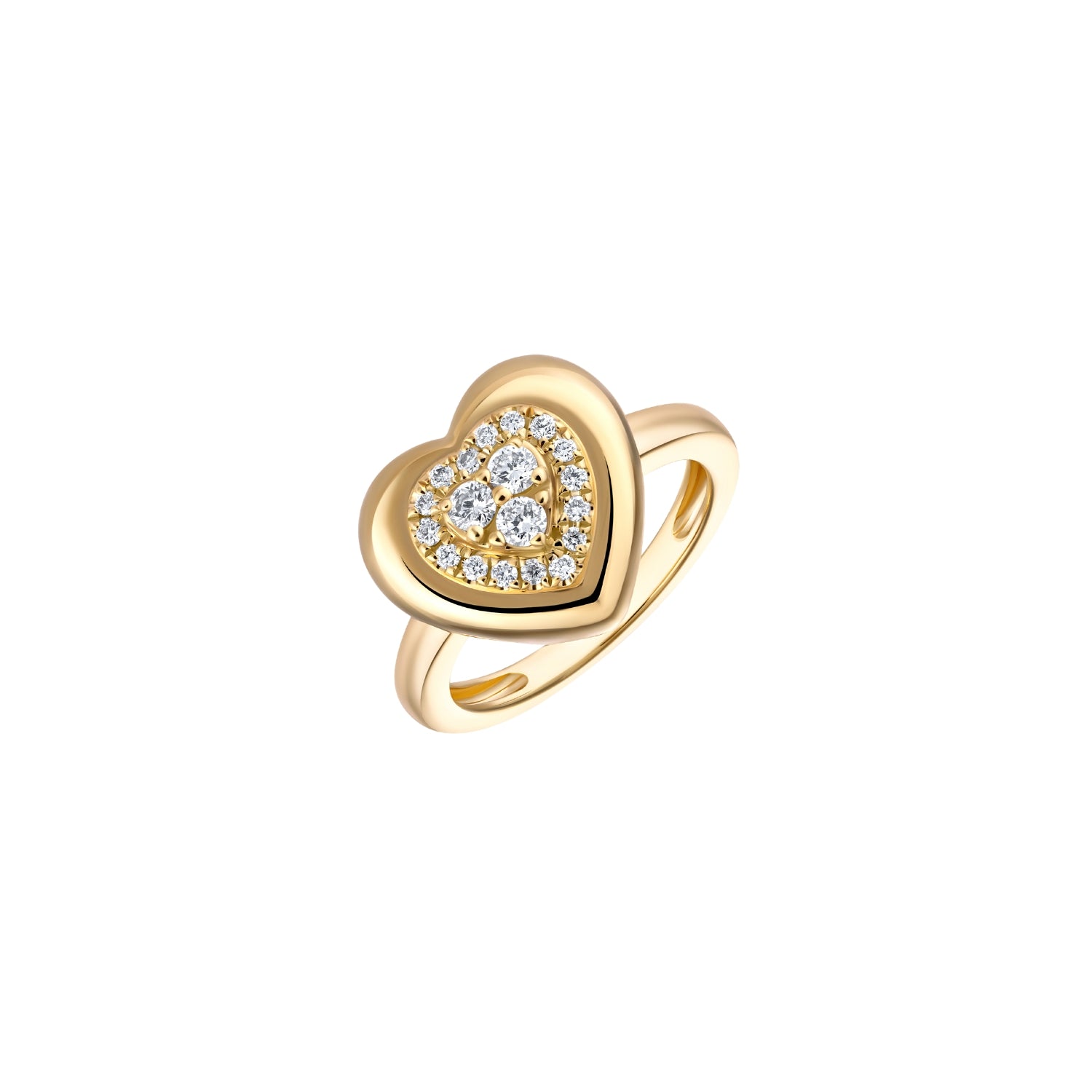 Heart Pavé Diamond Frame Pinky Ring in 18K Yellow Gold