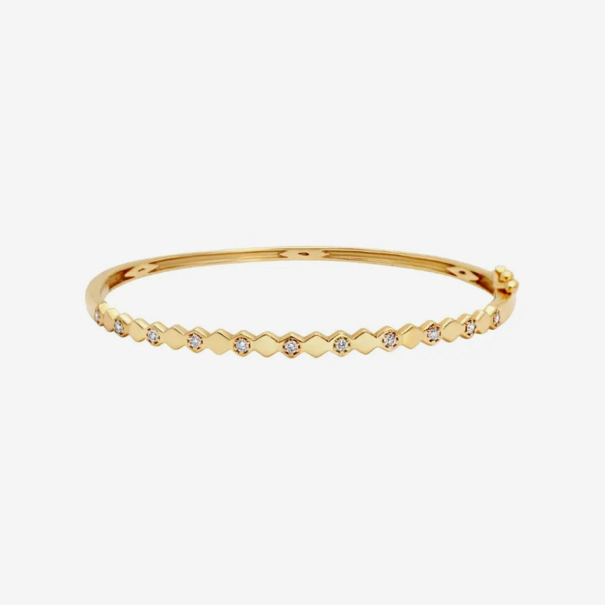 Honeycomb Diamond Bangle in Yellow Gold | JJ Jewelry