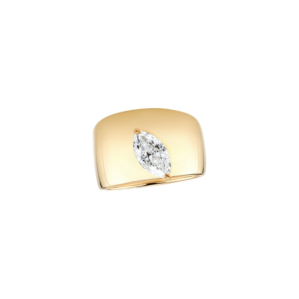 Horizontal Marquise Diamond Ring in 18K Yellow Gold