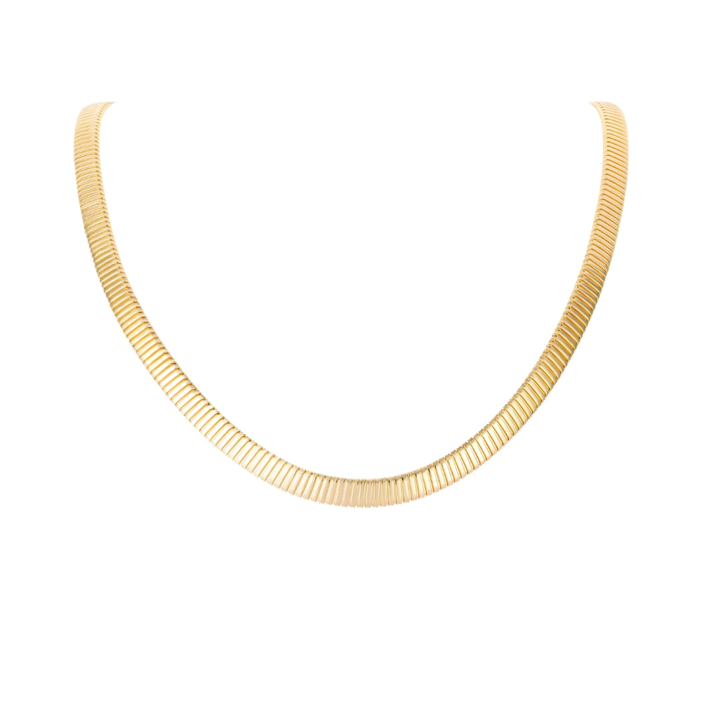 Italian snake flexible necklace in 14K yellow gold – JJ Jewelry