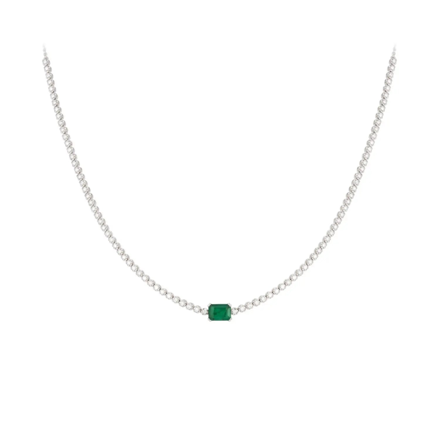 Jenny Emerald Diamond Tennis Necklace | 18K Gold | JJ Jewelry Miami