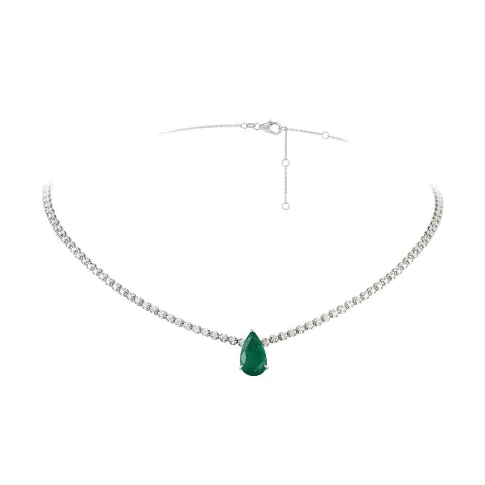 LAURA DIA EME NECK D1.4 E1.7 9.5G 18K Princess Jewelry Shop
