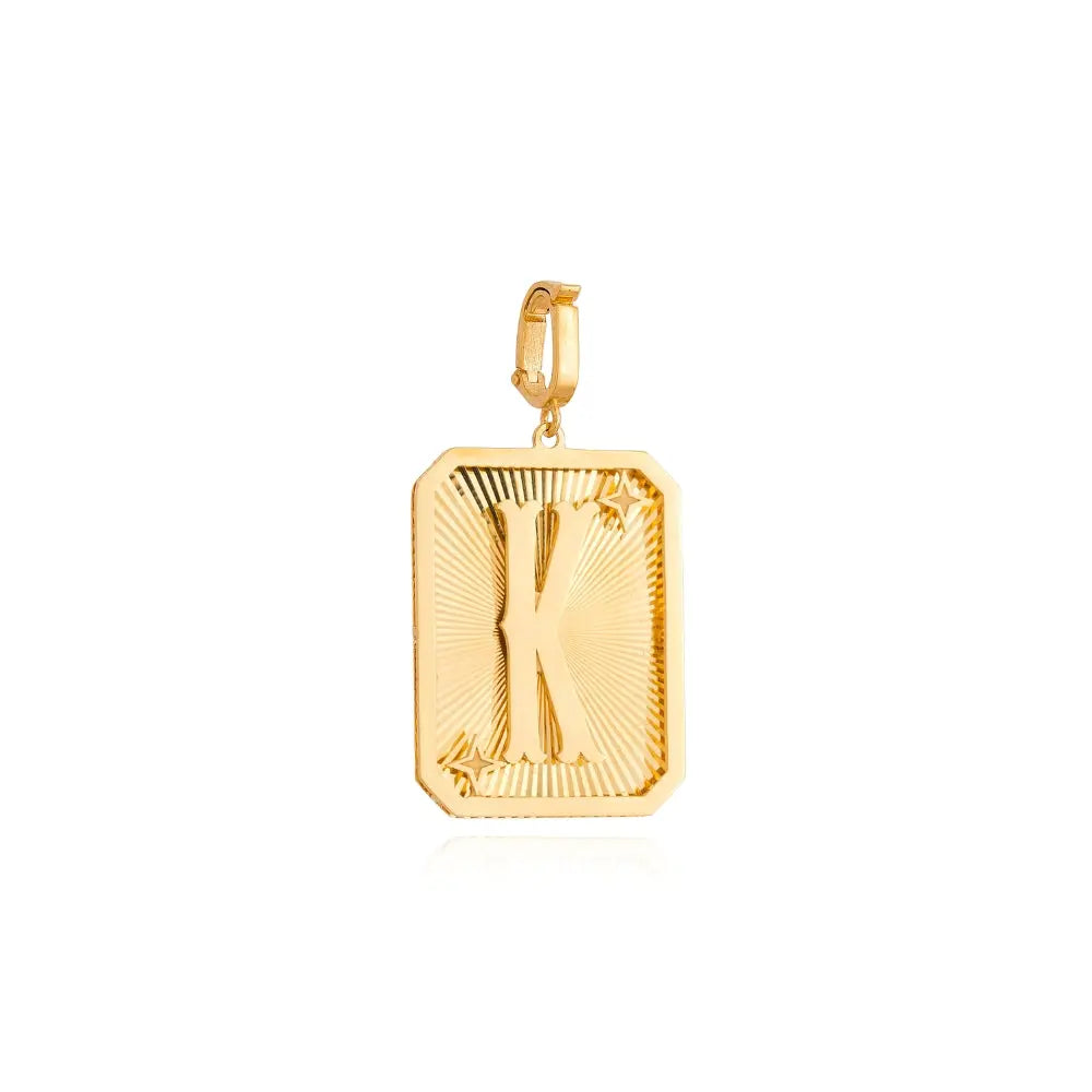LETTER MEDAL GOLD PEND 4.4G 18KY Princess Jewelry Shop