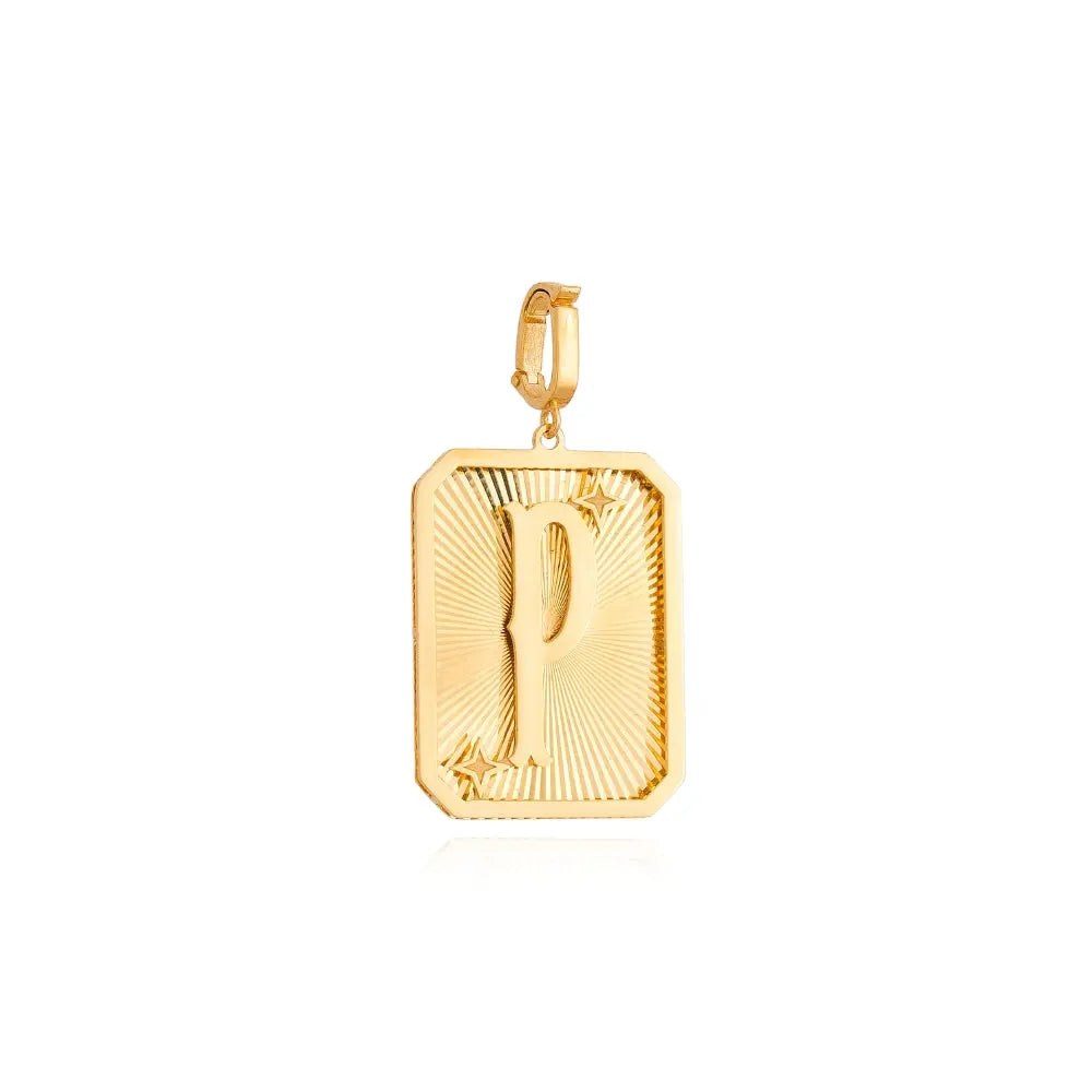 LETTER MEDAL GOLD PEND 4.4G 18KY Princess Jewelry Shop