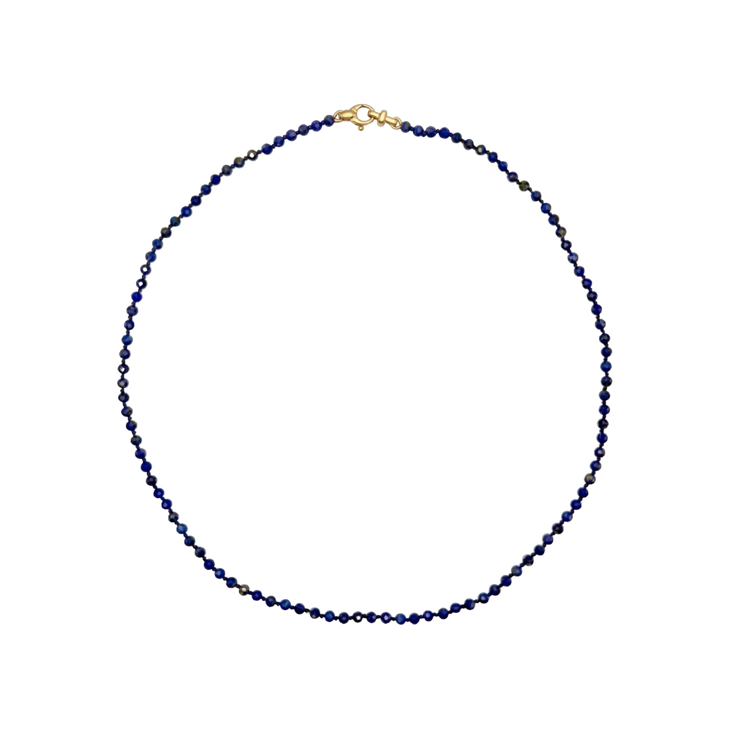 Lapis Lazuli Bead Necklace in 14K Yellow Gold
