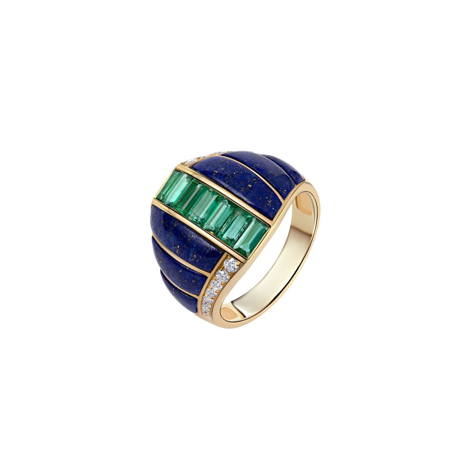 Lapis Dream Emerald and Diamond Ring