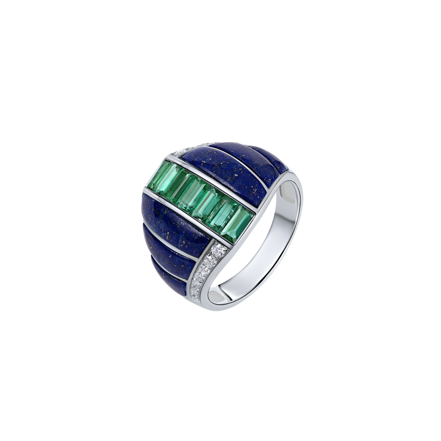 Lapis Dream Emerald and Diamond Ring