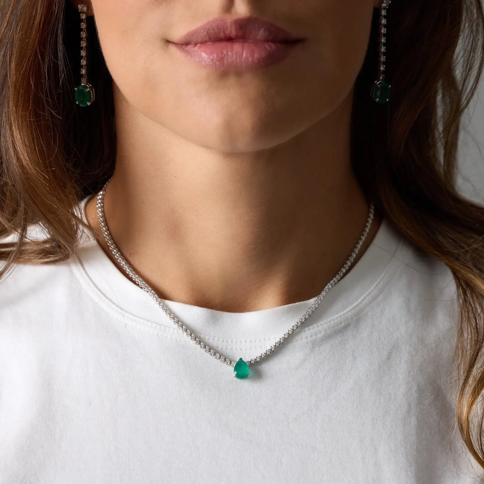 Laura Emerald Drop Diamond Necklace Princess Jewelry Shop