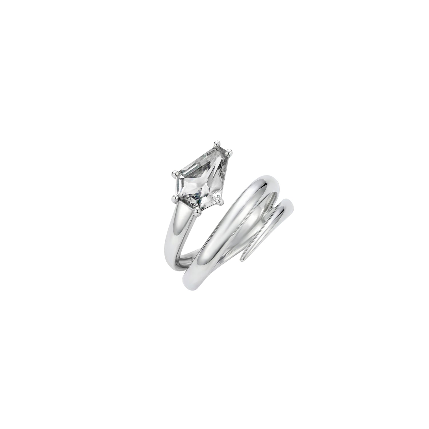 Light Blue Sapphire Snake Wrap Ring in 18K White Gold | JJ Jewelry Miami