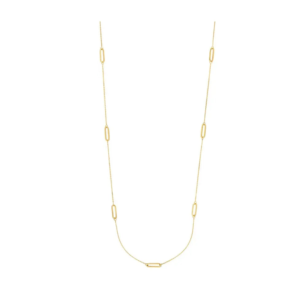 Long Golden Paperclip Chain Necklace Princess Jewelry Shop