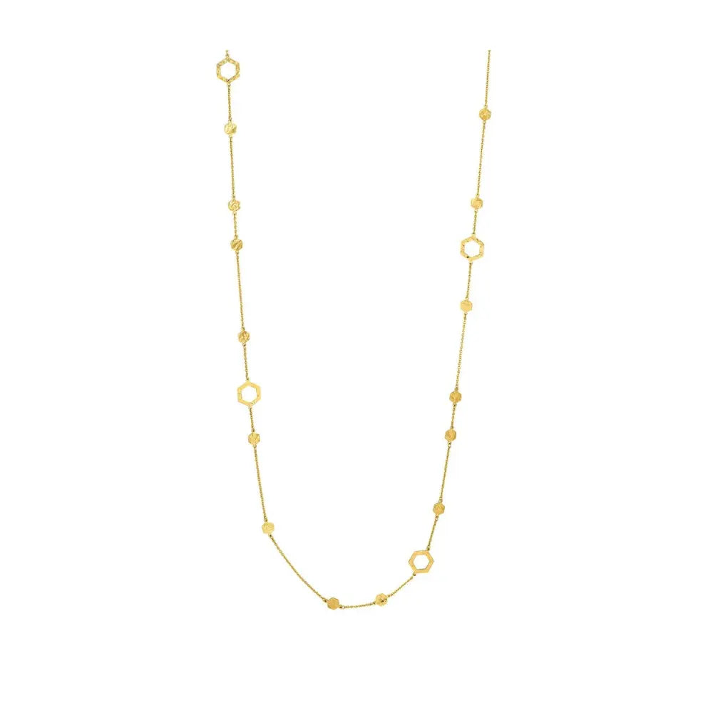 Long Hexagon and Sphere Link Necklace Princess Jewelry Shop