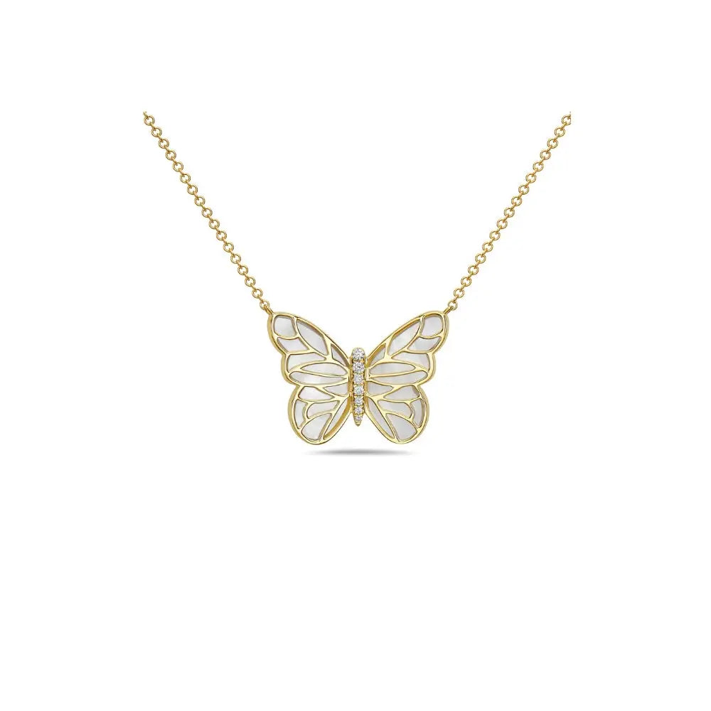 Luminous Butterfly Mother-of-Pearl Pendant Necklace Princess Jewelry Shop