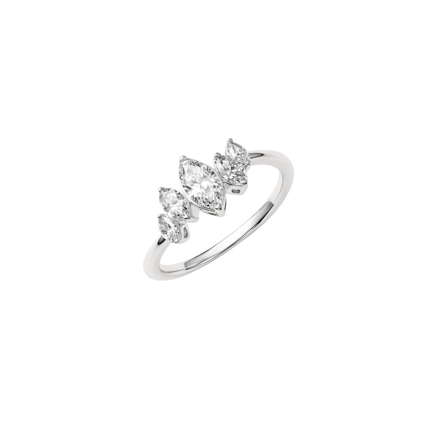 Marquise Diamond Pinky Ring in White Gold