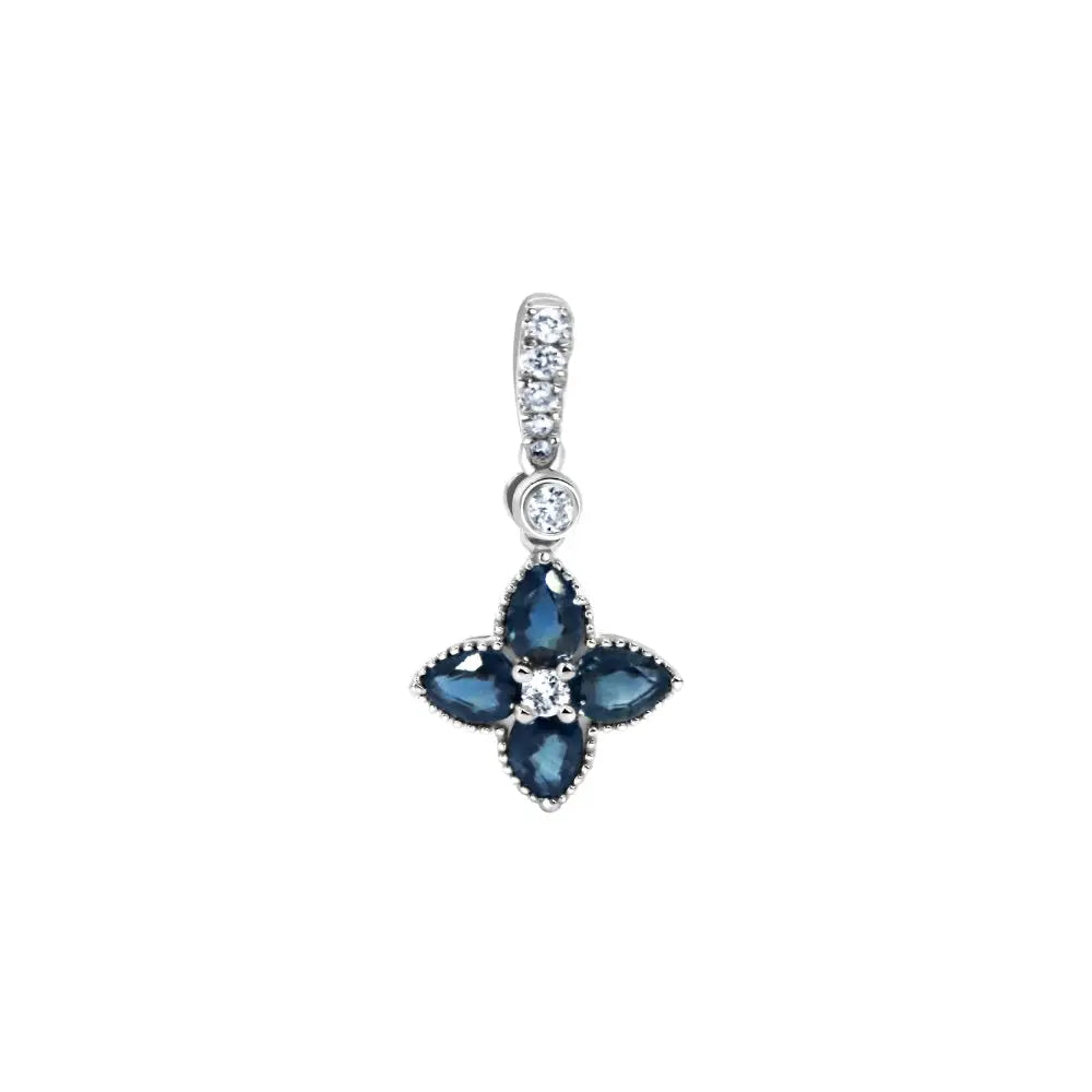 Mini Floral Pendant with Emerald or Ruby and Diamonds in Yellow Gold Princess Jewelry Shop