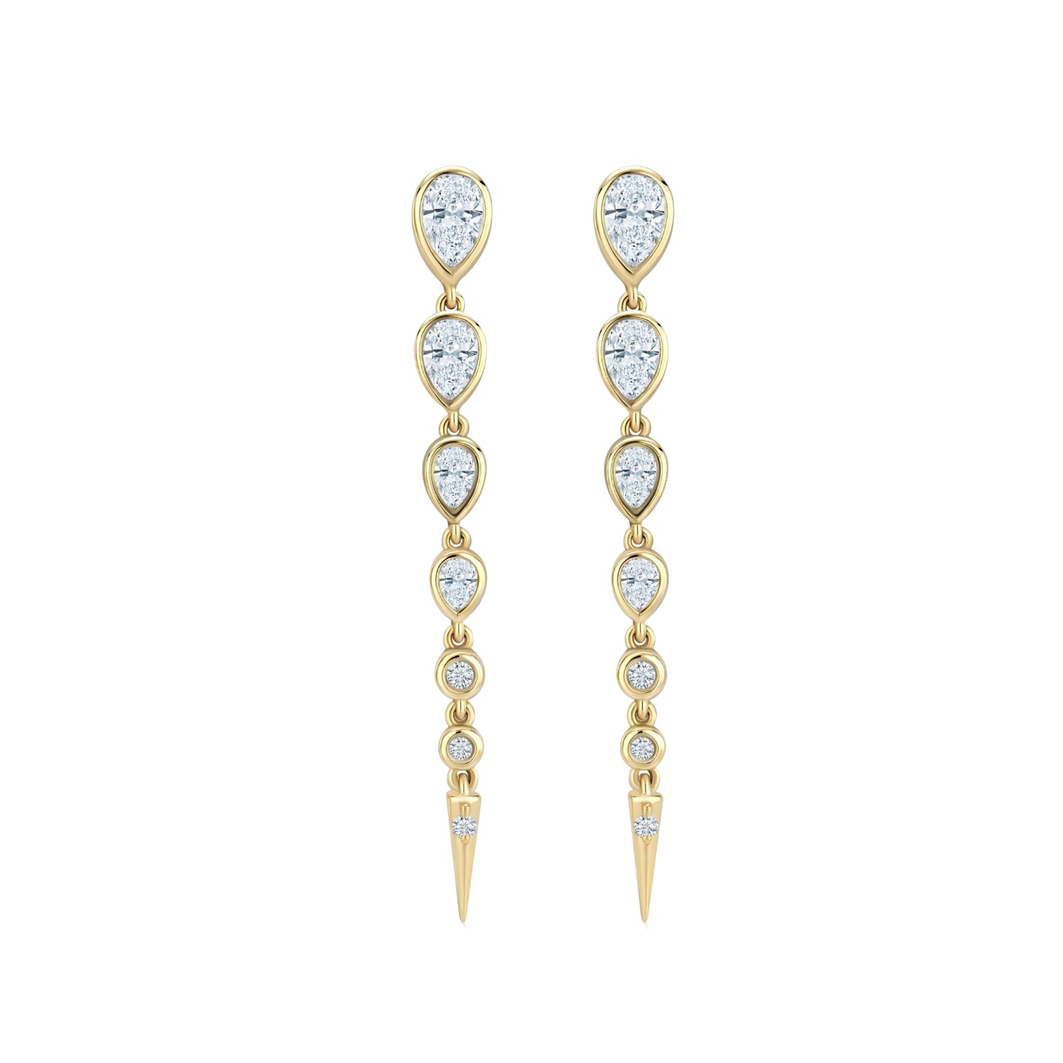 Multi-Shape Diamond Drop Earrings in Yellow Gold