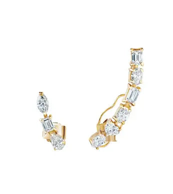 Multi-Shaped Diamonds Short & Long Ear Crawler Princess Jewelry Shop