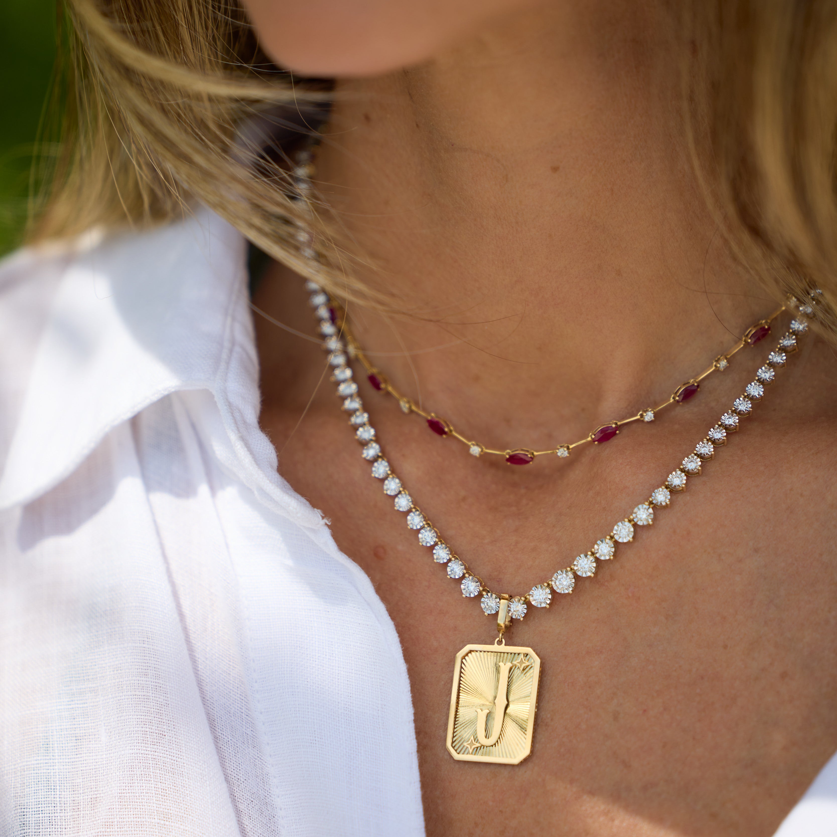 Gold Letter Medal Pendant