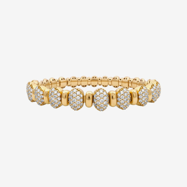 Oval Pavé Diamond Link Bracelet in Yellow Gold | JJ Jewelry