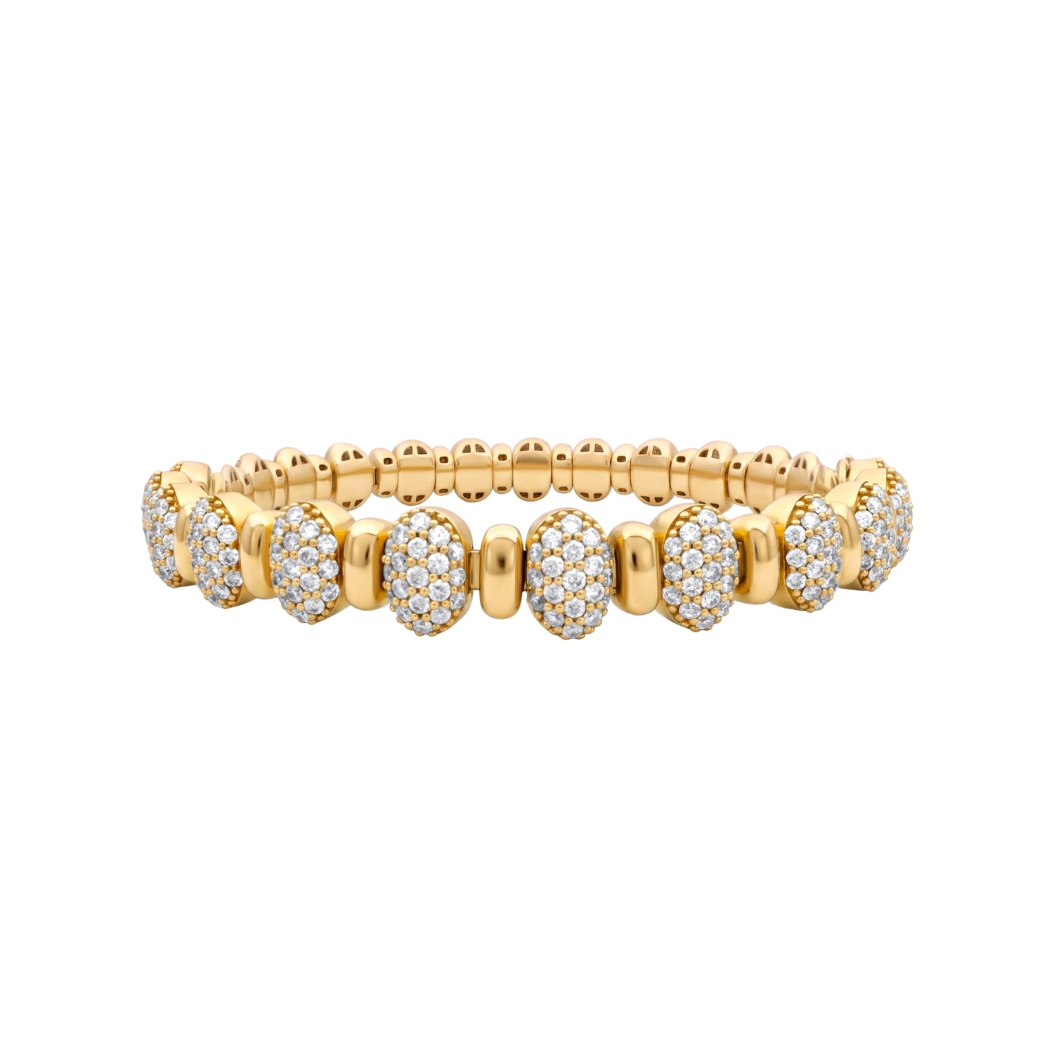 Oval Pavé Diamond Link Bracelet in 18K Yellow Gold