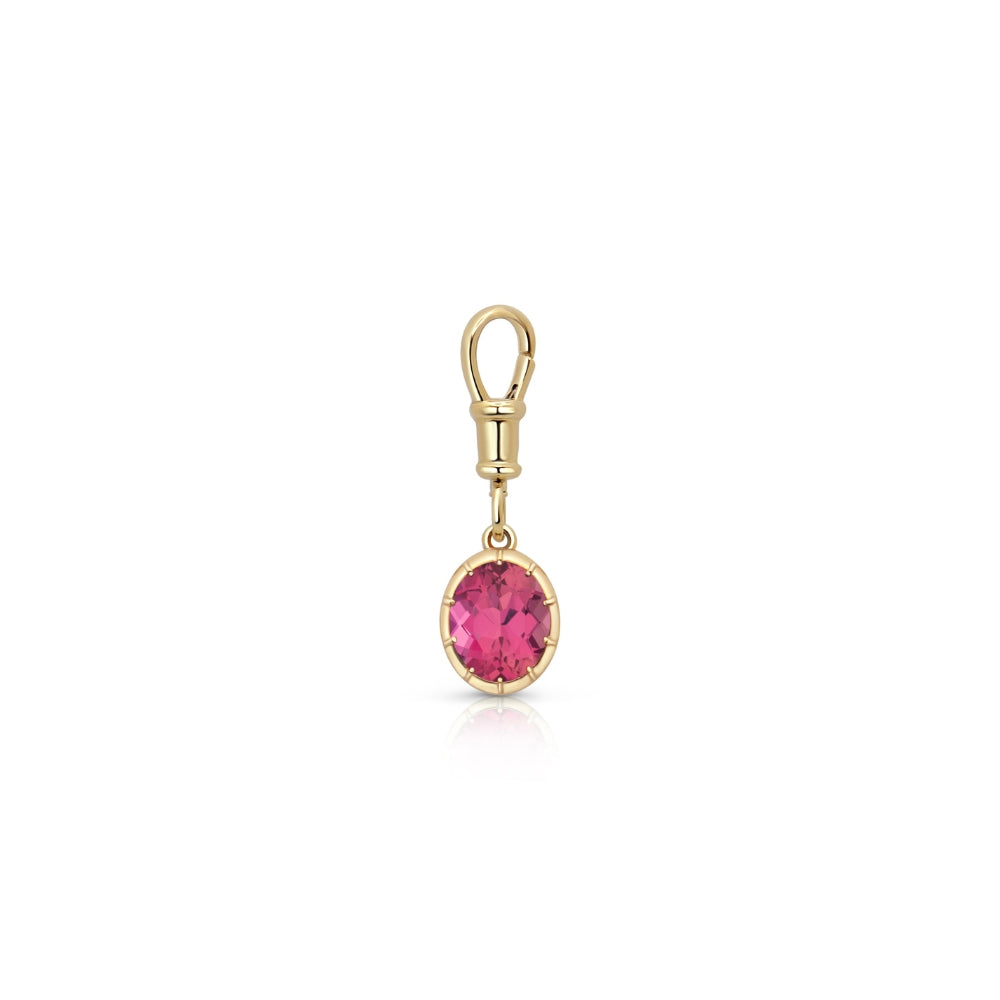 Oval Pink Tourmaline Charm Pendant
