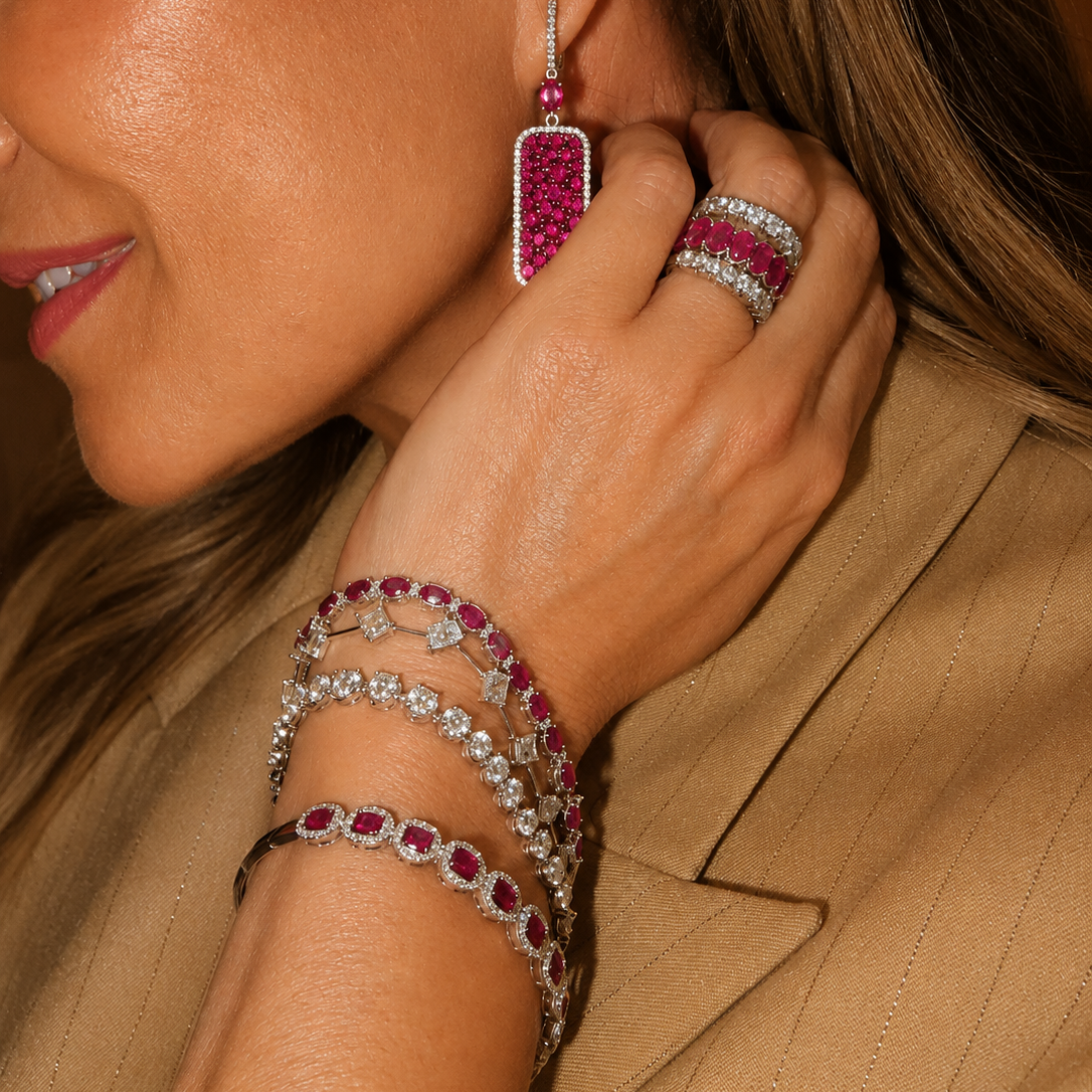 Oval Ruby and Diamond Bracelet