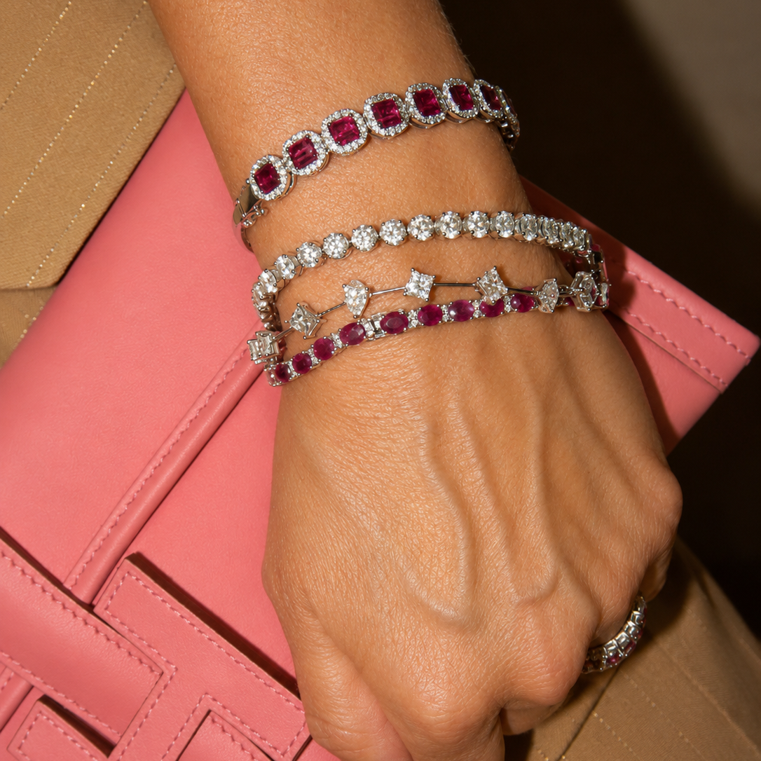 Oval Ruby and Diamond Bracelet