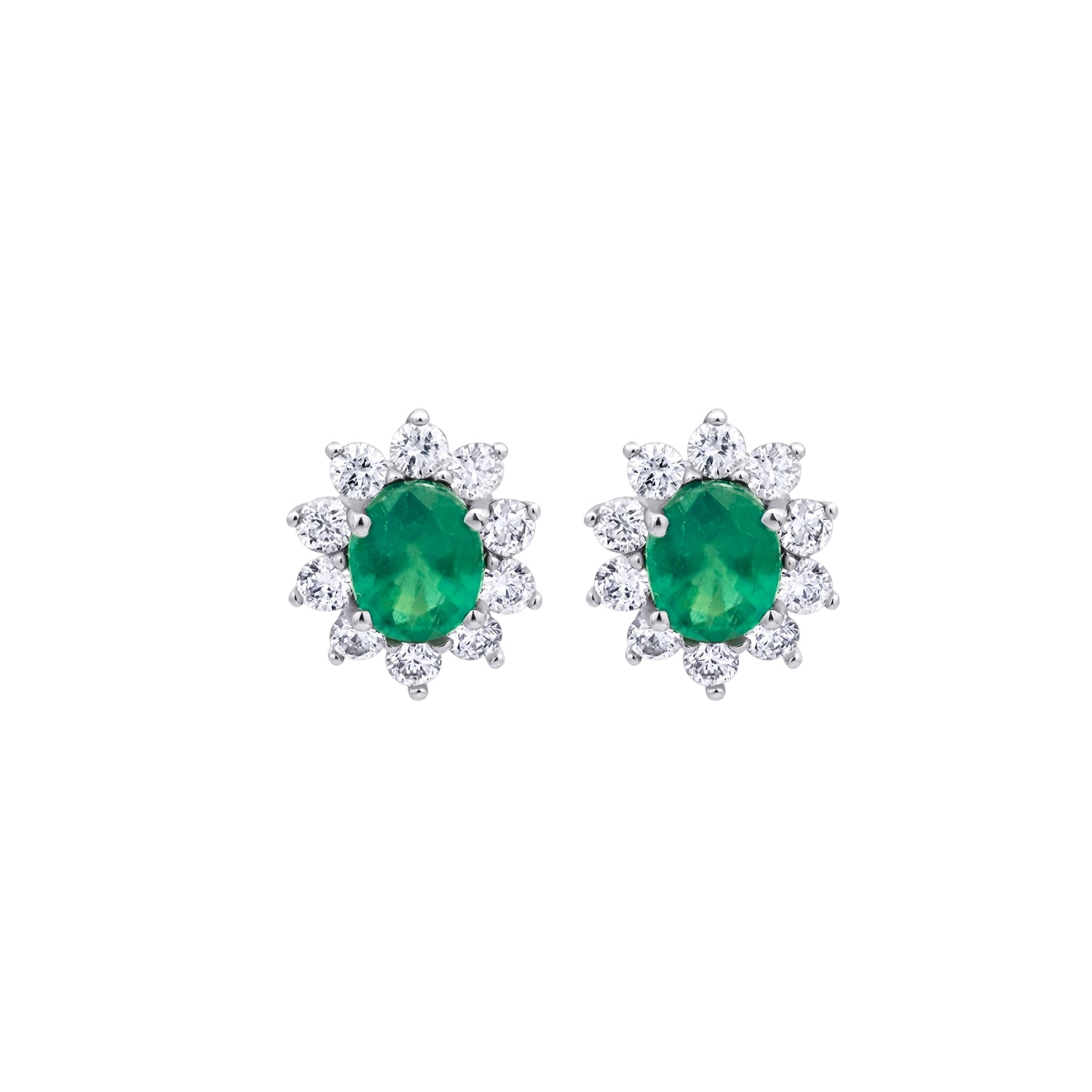 Oval Diamond Halo Stud Earrings
