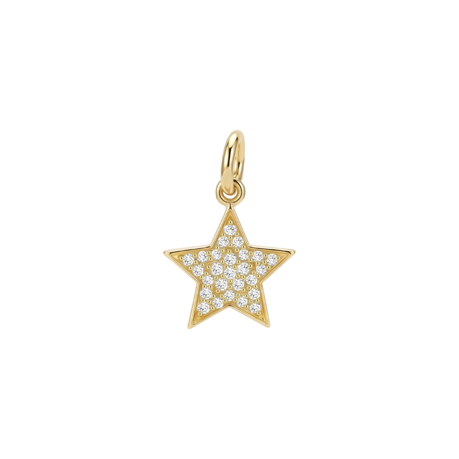 Pavé Diamond Star Pendant Necklace in 14K Yellow Gold | JJ Jewelry