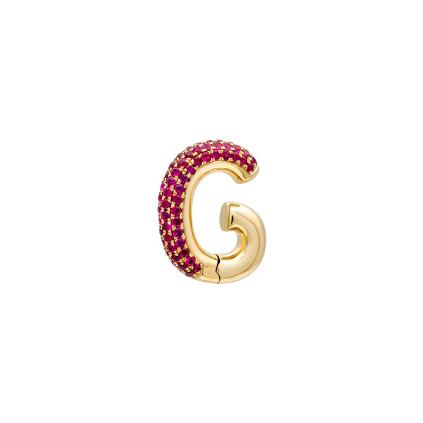 Pavé Ruby Ear Cuff in Yellow Gold