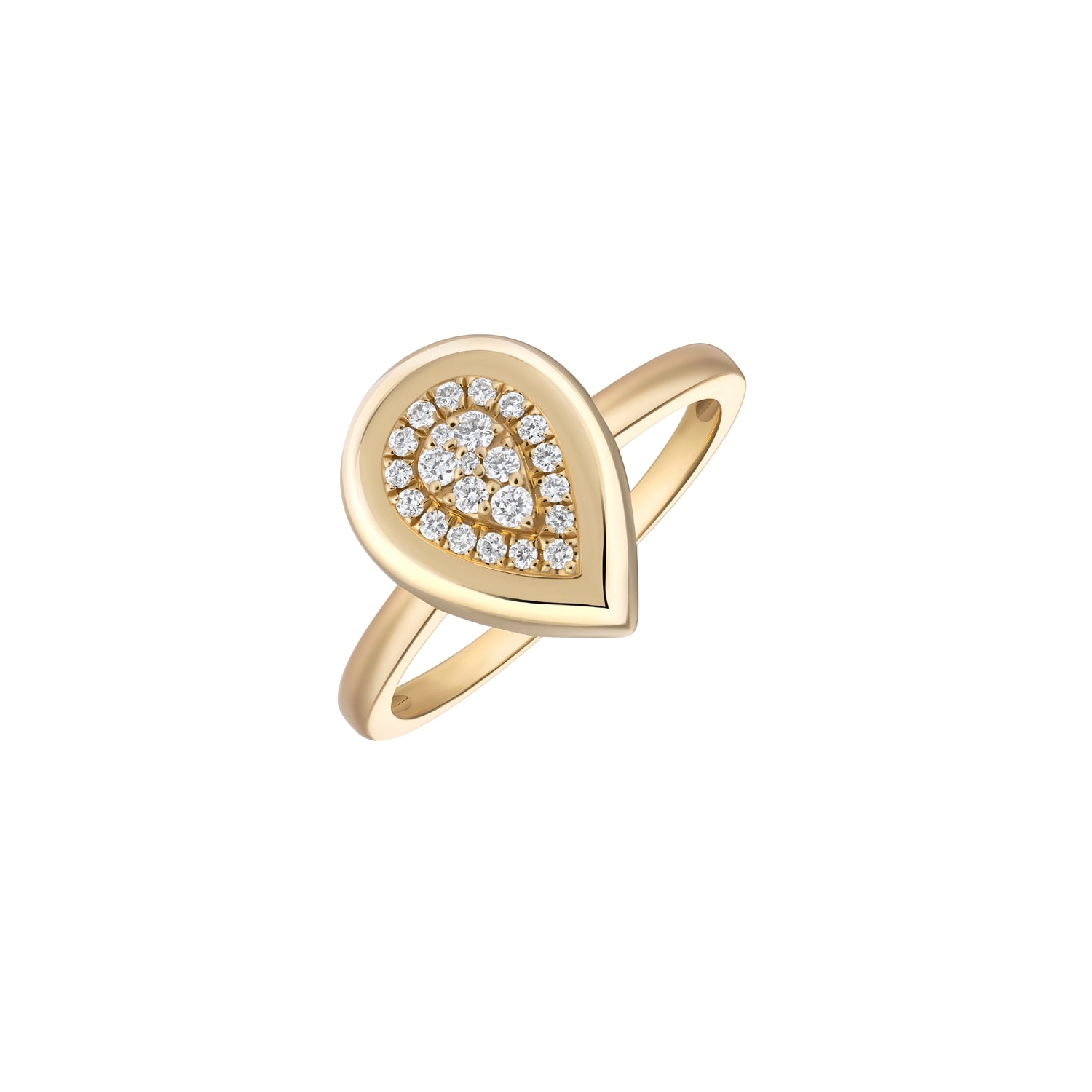 Pear Bold Pavé Diamond Ring in 18K Yellow Gold