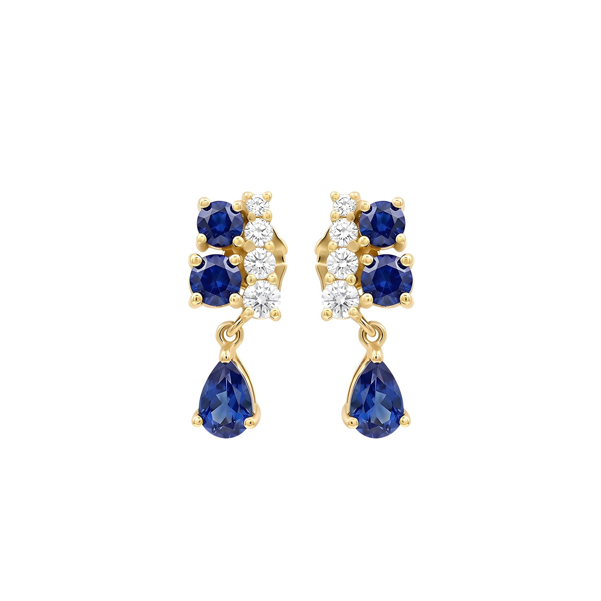 Pear-Cut Gemstone Drop Earrings in 14K Gold