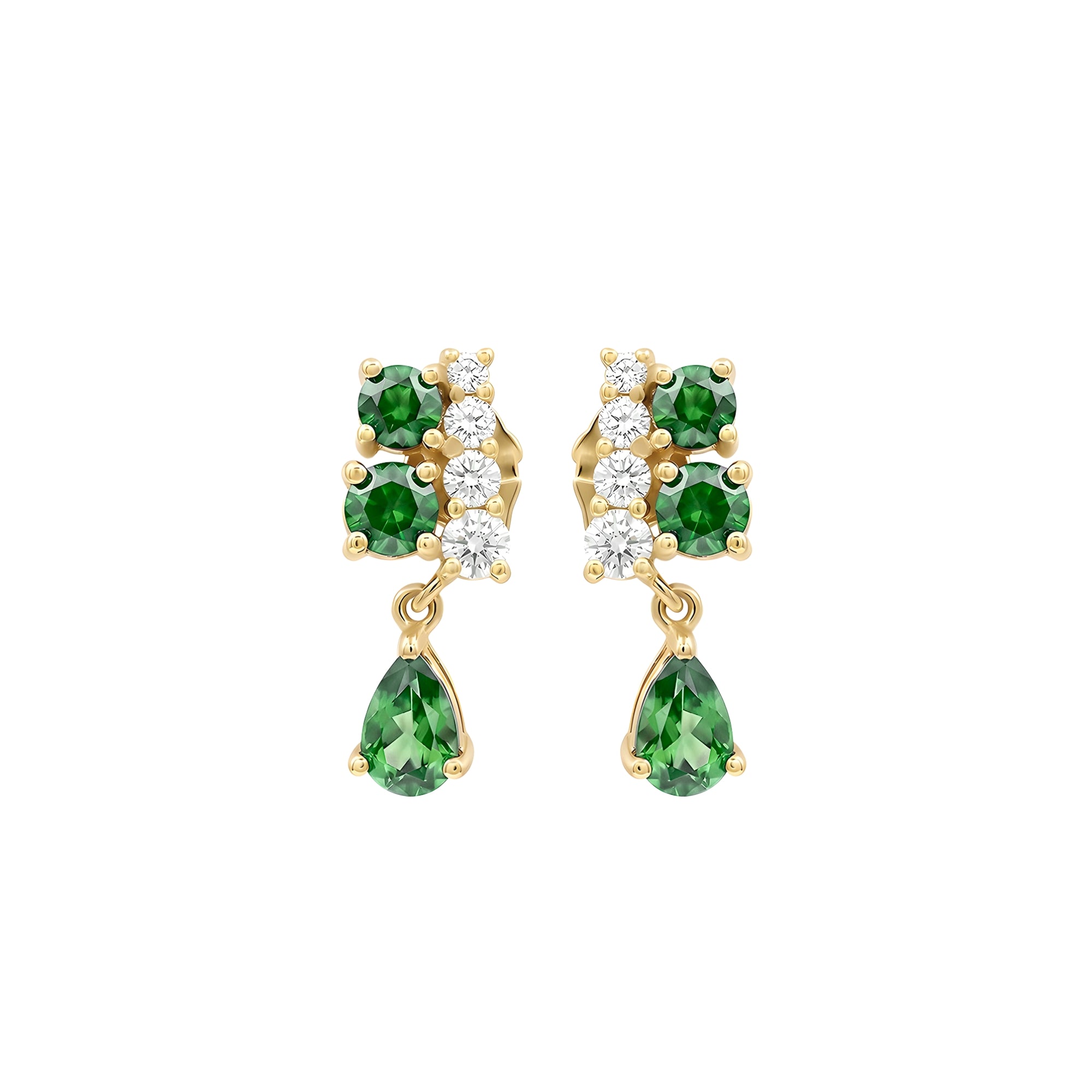 Pear-Cut Gemstone Drop Earrings in 14K Gold