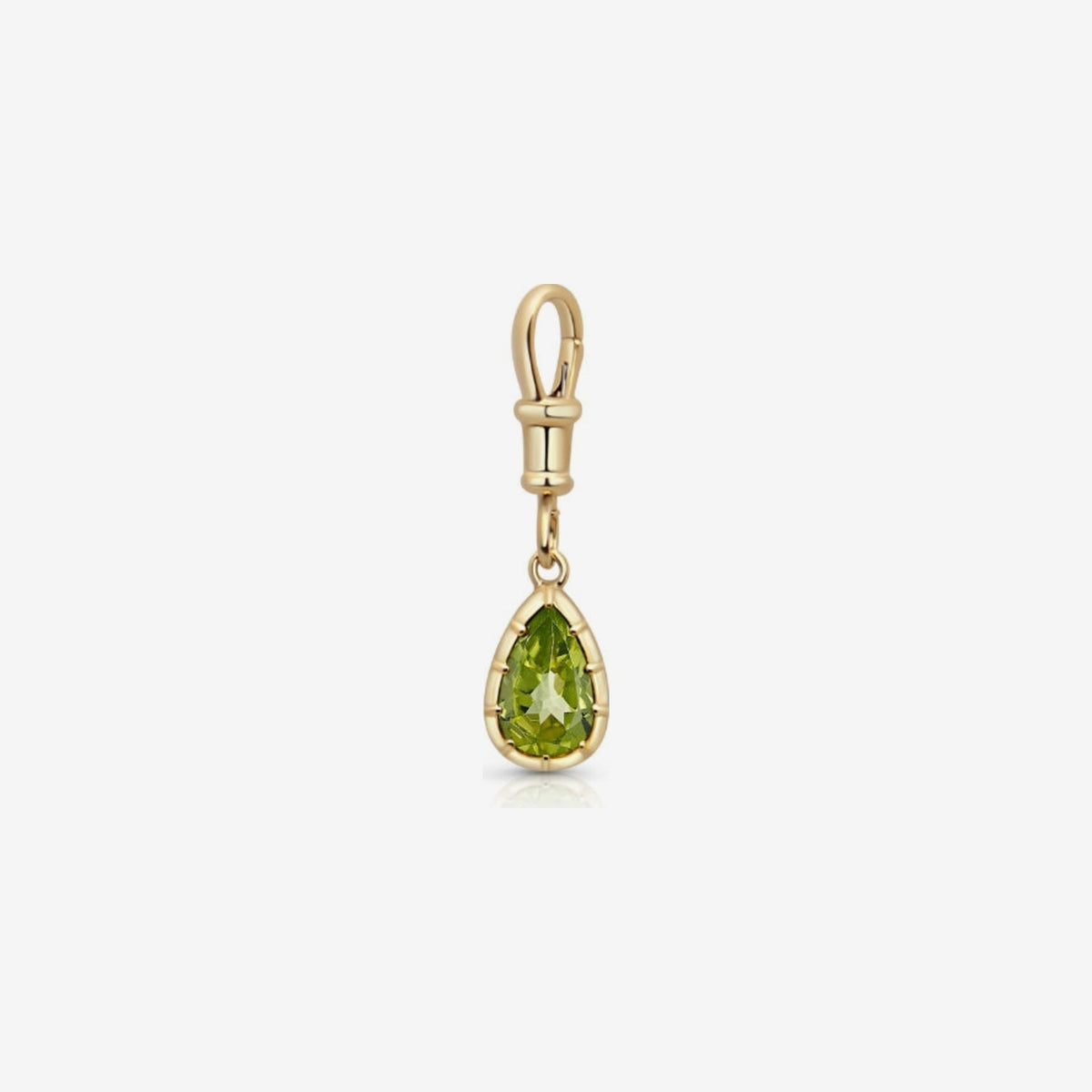 Pear-Cut Green Tourmaline Clip Charm in 18K Yellow Gold, view 2 | JJ Jewelry Miami