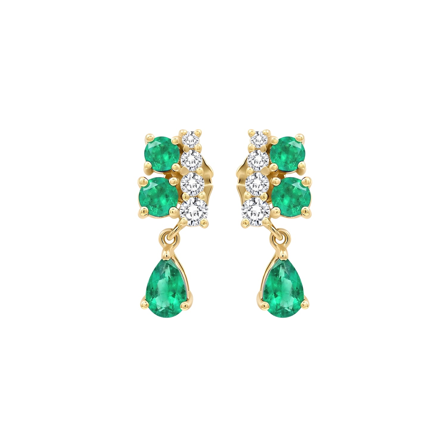Pear-Cut Gemstone Drop Earrings in 14K Gold
