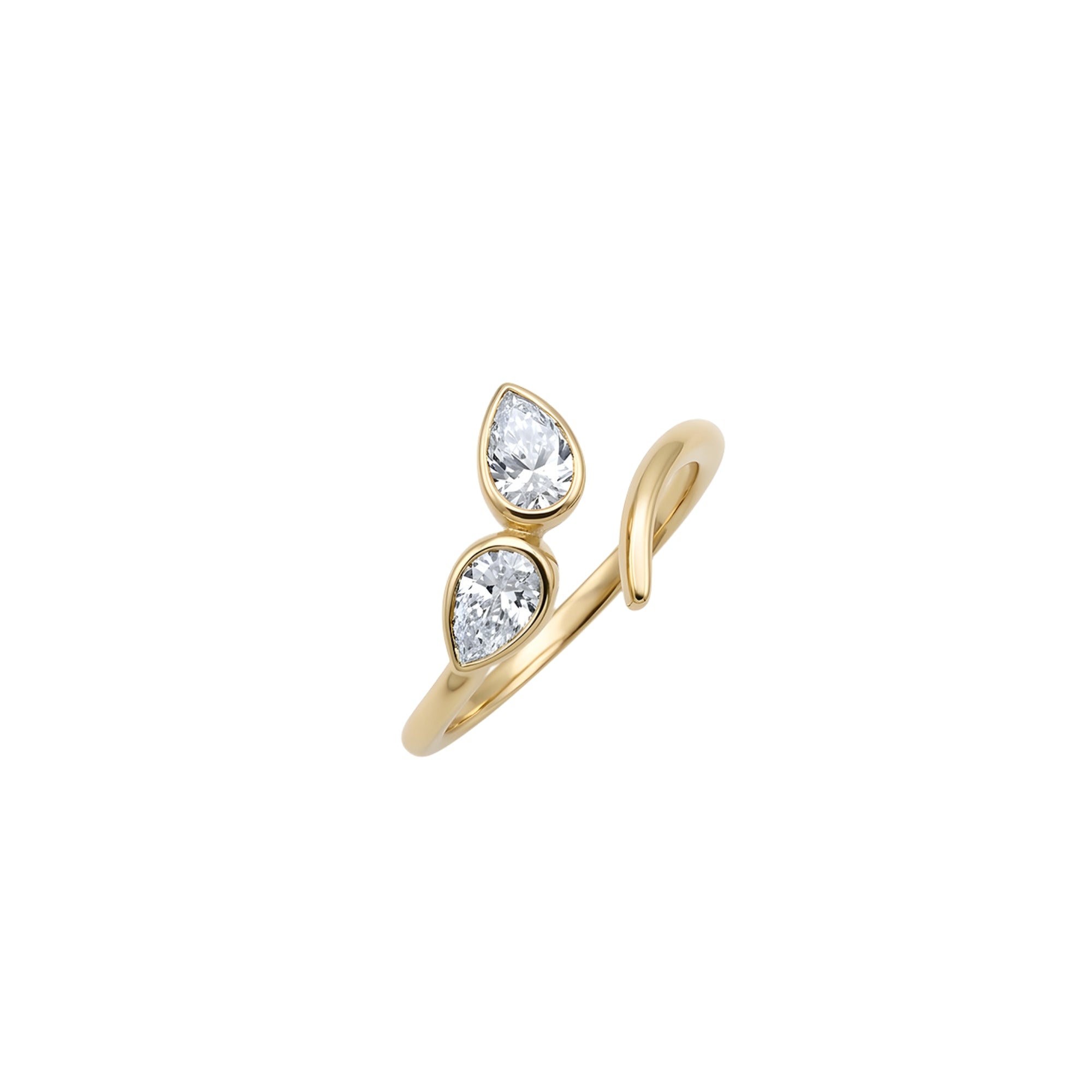 Pear Diamond Bypass Ring in 18K Yellow Gold
