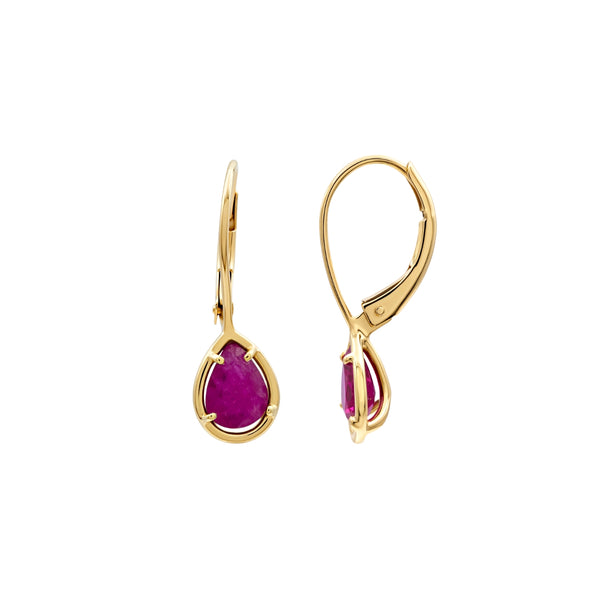 Pear Gemstone Leverback Earrings 14K Gold | JJ Jewelry