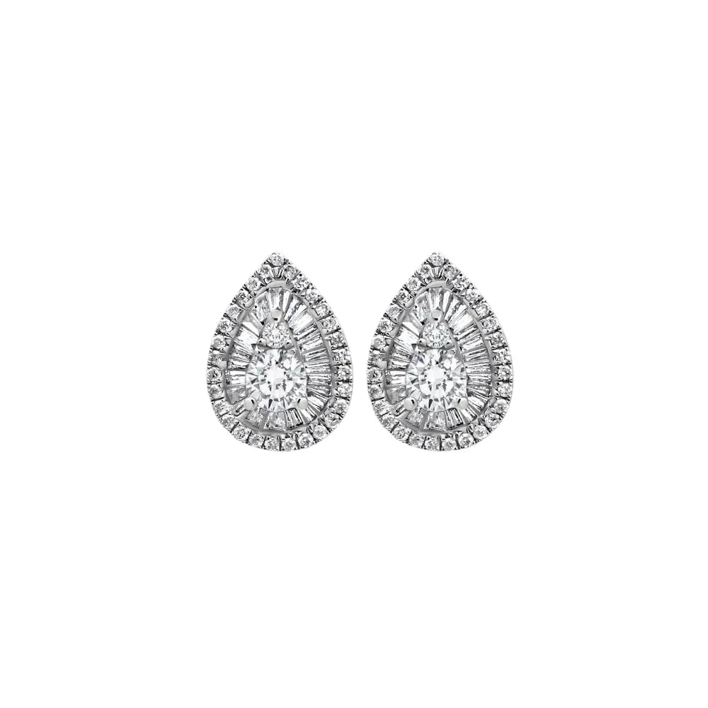 PEAR SHAPED BAGUETTE DIA EAR D0.881 CT 18KW Princess Jewelry Shop