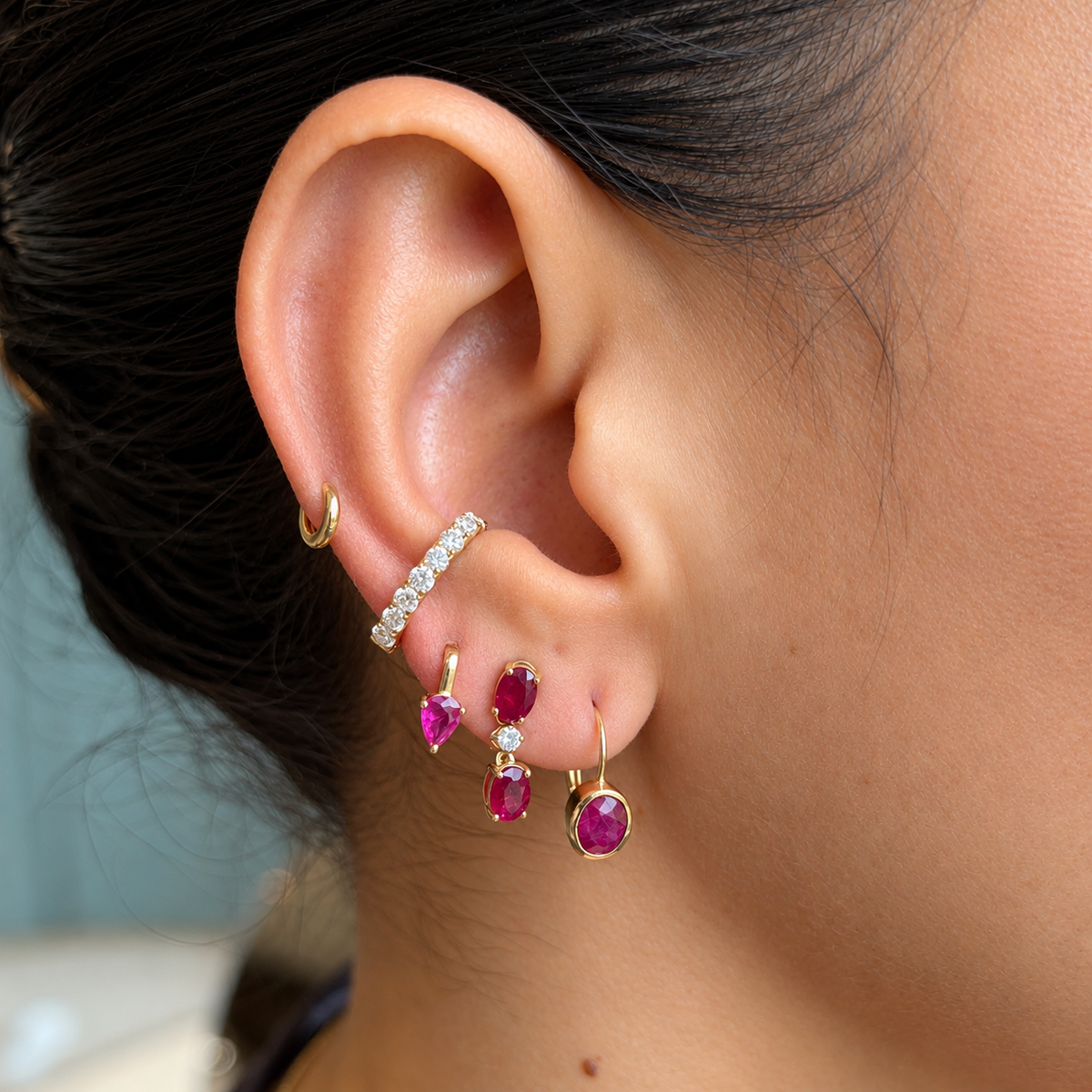 Pear-Shaped Gemstone Drop Earrings in 18K Yellow Gold