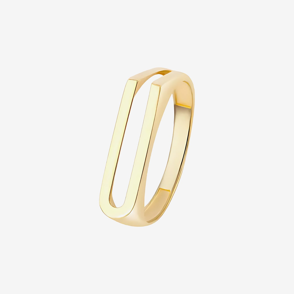 Personalized Letter Ring, Letter U in 18K Yellow Gold | JJ Jewelry