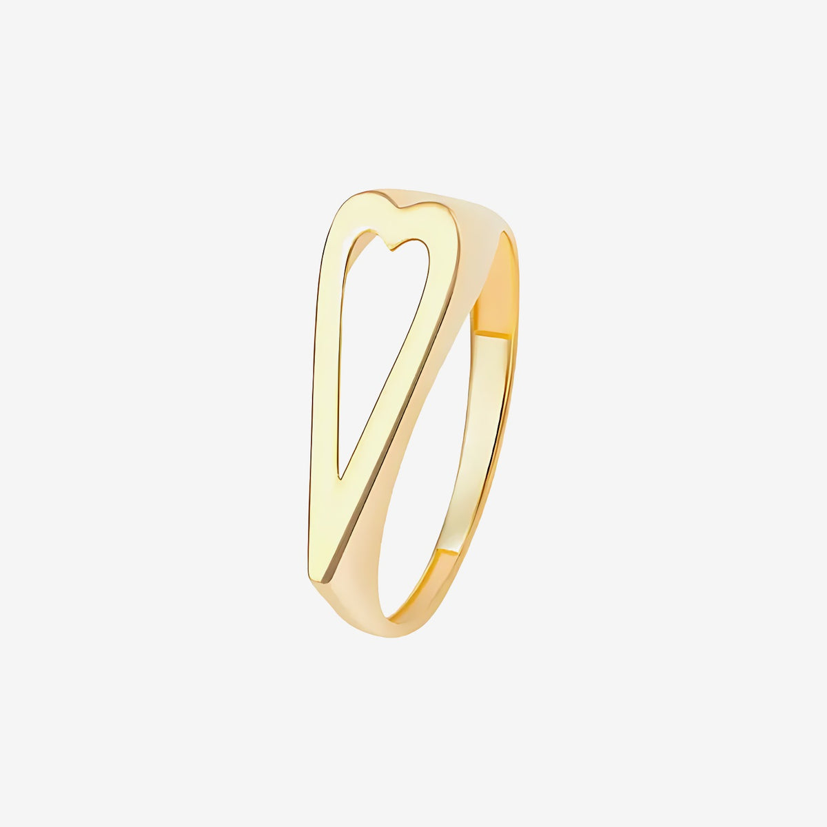 Personalized Letter Ring, Letter Heart in 18K Yellow Gold | JJ Jewelry